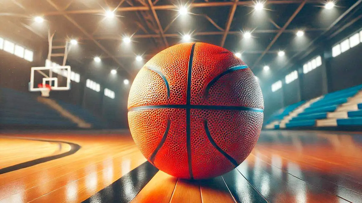 Balón de basquetbol en la cancha